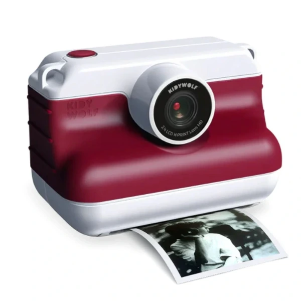 K-PRINT aparat fotograficzny z funkcją błyskawicznego drukowania dla dzieci - cyfrowy czerwony + 3 rolki papieru Kidywolf 8+