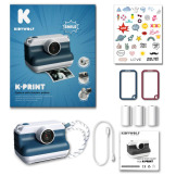 K-PRINT aparat fotograficzny z funkcją błyskawicznego drukowania dla dzieci - cyfrowy niebieski + 3 rolki papieru Kidywolf 8+