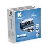 K-PRINT aparat fotograficzny z funkcją błyskawicznego drukowania dla dzieci - cyfrowy niebieski + 3 rolki papieru Kidywolf 8+