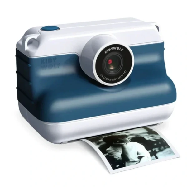 K-PRINT aparat fotograficzny z funkcją błyskawicznego drukowania dla dzieci - cyfrowy niebieski + 3 rolki papieru Kidywolf 8+