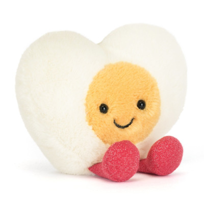 WESOŁE JAJKO kremowe serduszko przytulanka na Walentynki Boiled Egg 12 cm Jellycat 0+
