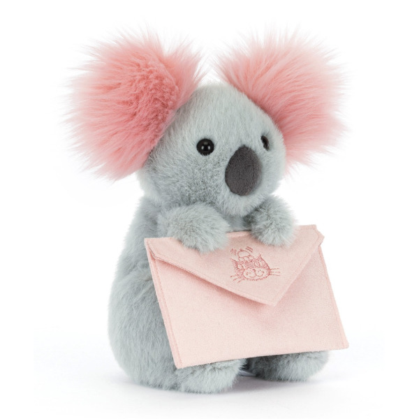 MIŚ KOALA z listem szara przytulanka na Walentynki 20 cm Jellycat 12m+