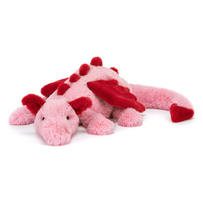 RÓŻOWY SMOK Z CZERWONYMI SKRZYDŁAMI przytulanka na Walentynki 50 cm Jellycat 12m+