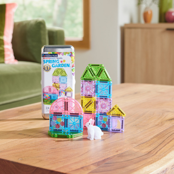 SPRING GARDEN TRAVEL klocki magnetyczne microMAGS zestaw 24 el. Magna-Tiles 3+