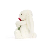WESOŁY KRÓLICZEK z czerwoną różą kremowa przytulanka na Walentynki 31 cm Jellycat 0+