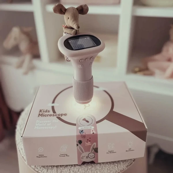 KidLupe - mikroskop dla dzieci z ekranem i powiększeniem x1000 - pastelowy róż Kidinex 3+