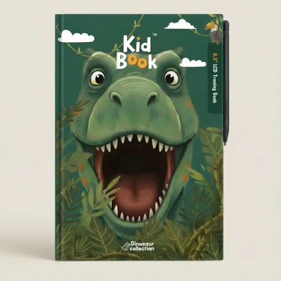 KidBook - tablet graficzny z kartami pracy do nauki rysowania i pisania - Dino Kidinex 3+