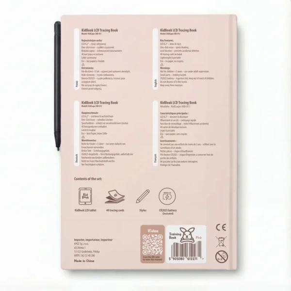 KidBook - tablet graficzny z kartami pracy do nauki rysowania i pisania - Rabbit Kidinex 3+