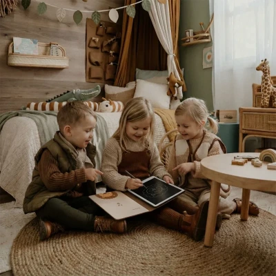 KidBook - tablet graficzny z kartami pracy do nauki rysowania i pisania - Safari Kidinex 3+