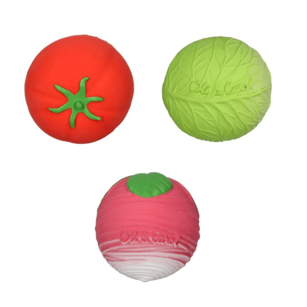 SAŁATKA JARZYNOWA kauczukowe piłeczki sensoryczne dla niemowląt Hevea Oli and Carol 0+