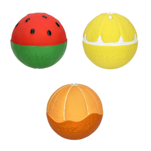 SAŁATKA OWOCOWA kauczukowe piłeczki sensoryczne dla niemowląt Hevea Oli and Carol 0+