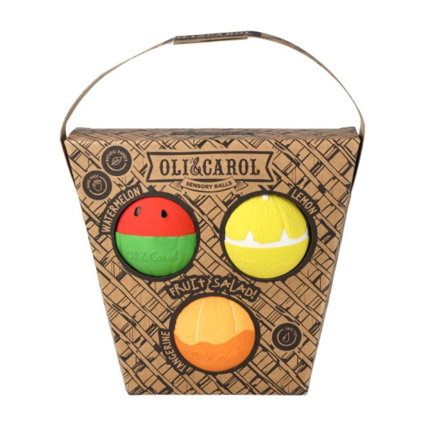 SAŁATKA OWOCOWA kauczukowe piłeczki sensoryczne dla niemowląt Hevea Oli and Carol 0+