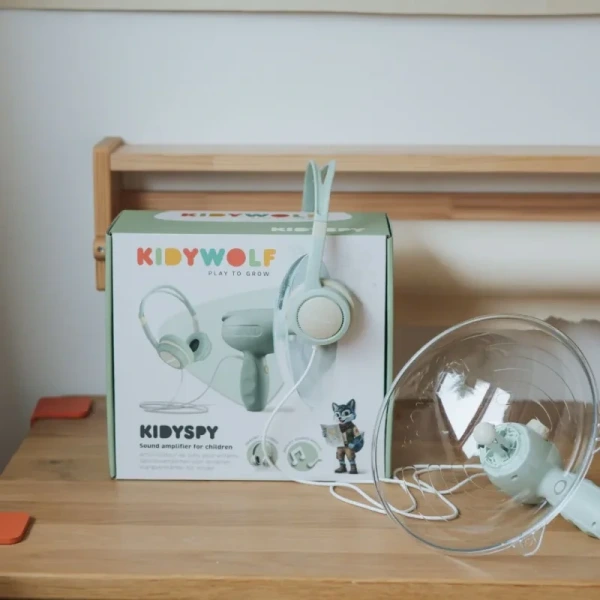 KIDYSPY wzmacniacz dźwięku mikrofon kierunkowy dla małych odkrywców zasięg 15m Kidywolf 6+