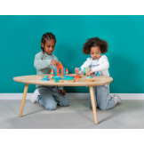 DREWNIANE KLOCKI BALANSUJĄCE układanka zręcznościowa z figurkami nauka kształtów BS Toys 18m+