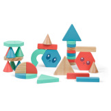 DREWNIANE KLOCKI BALANSUJĄCE układanka zręcznościowa z figurkami nauka kształtów BS Toys 18m+