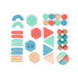 DREWNIANE KLOCKI BALANSUJĄCE układanka zręcznościowa z figurkami nauka kształtów BS Toys 18m+