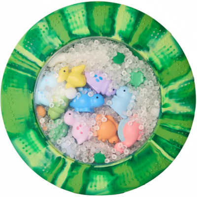 DINOZAURY zielony dysk sensoryczny z figurkami A-Ku-Ku! Peekaboo Jellystone 18m+