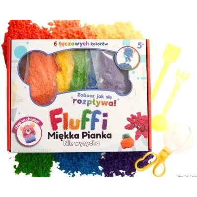 FLUFFI BOX rozpływająca się masa piankowa do zabaw sensorycznych zestaw 6×100 ml + akcesoria