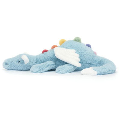 NIEBIESKI SMOK Z TĘCZOWYM GRZBIETEM błękitna przytulanka 50 cm Jellycat 12m+