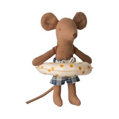 MYSZKA PLAŻOWA młodszy braciszek z kołem dmuchanym w żółte kropki Maileg 3+