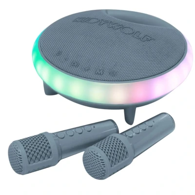 Bezprzewodowy zestaw do karaoke Kidywolf Kidykaraoke Blue z 2 mikrofonami