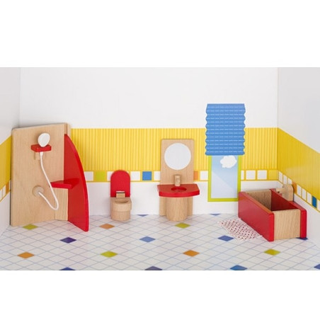 Drewniane mebelki do domku dla lalek ŁAZIENKA