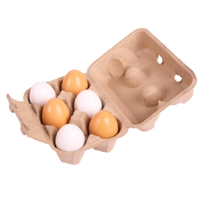 Drewniane jajka w wytłaczance