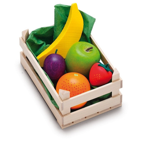 DREWNIANE OWOCE w skrzynce