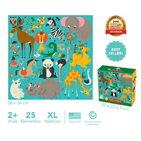 ZWIERZĘTA ŚWIATA puzzle podłogowe jumbo 25 el.