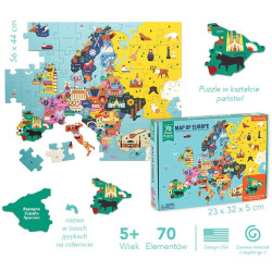 MAPA EUROPY puzzle z elementami w kształcie państw 70 el.