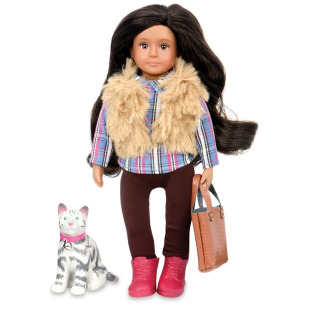 MARIA I MOKA lalka z kotkiem brunetka 15 cm