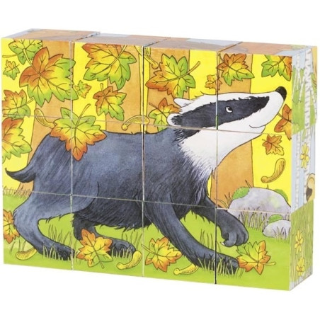 LEŚNE ZWIERZĄTKA drewniane klocki sześcienne