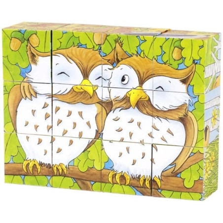 LEŚNE ZWIERZĄTKA drewniane klocki sześcienne