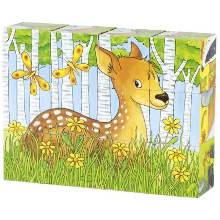 LEŚNE ZWIERZĄTKA drewniane klocki sześcienne