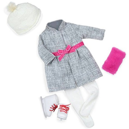 PŁASZCZYK I ŁYŻWY z akcesoriami dla lalki 46 cm deluxe