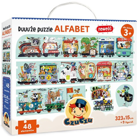 ALFABET duże tekturowe puzzle 48 el. + 9 figurek