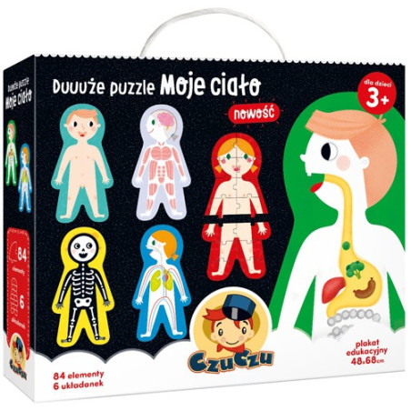 MOJE CIAŁO duże tekturowe puzzle 84 el. + plakat edukacyjny