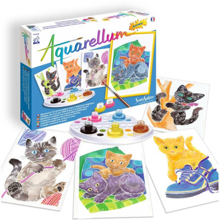 KOTKI obrazki do malowania z farbkami Aquarellum