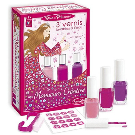 MANICURE różowy zestaw lakier do paznokci 3 szt. z szablonami