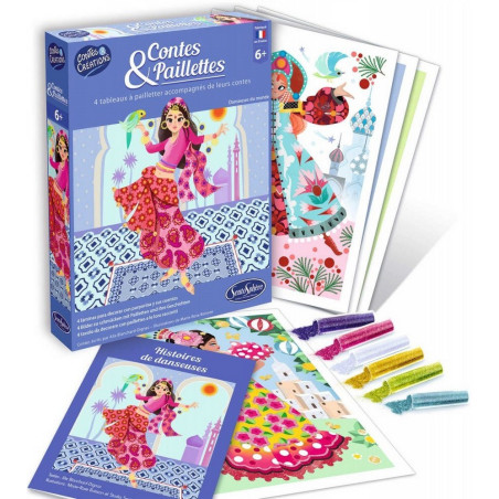 TANCERKI obrazki do ozdabiania brokatem zestaw kreatywny