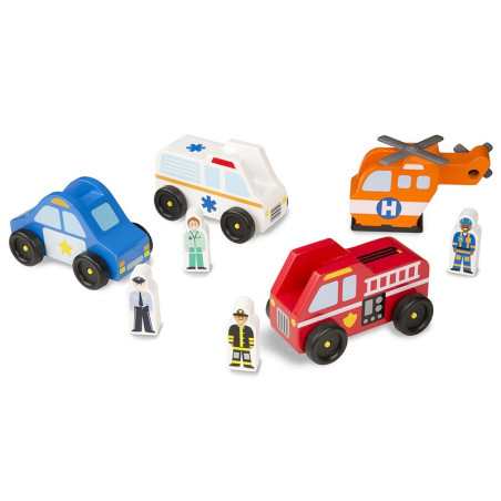 POJAZDY RATUNKOWE drewniany zestaw z figurkami