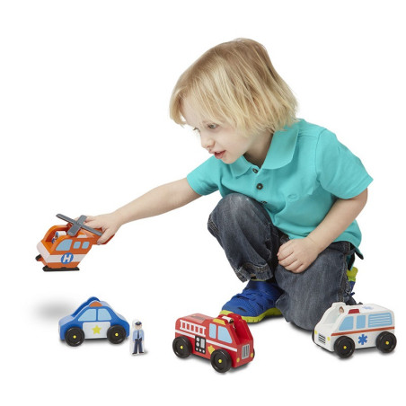 POJAZDY RATUNKOWE drewniany zestaw z figurkami