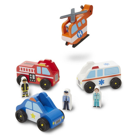 POJAZDY RATUNKOWE drewniany zestaw z figurkami