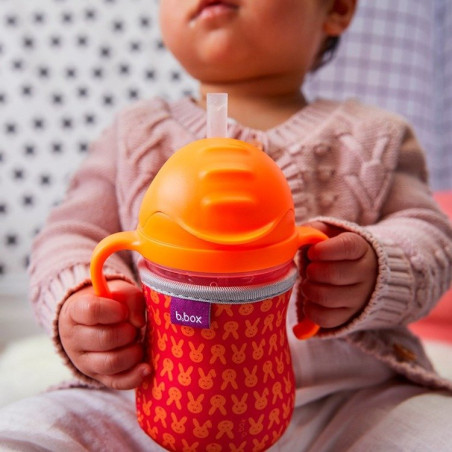 MALINOWY różowy bidon ze słomką