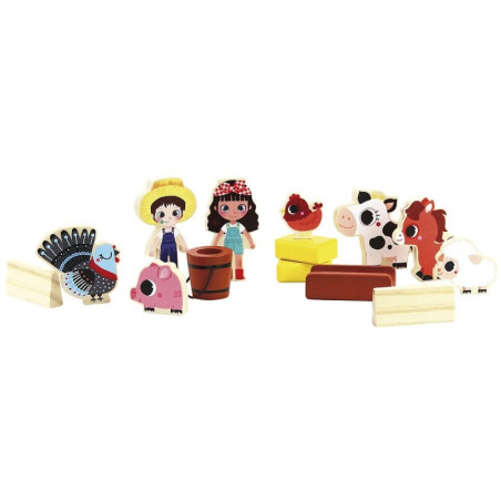 ROZKŁADANA FARMA drewniane akcesoria 14 el.
