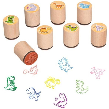 DINOZAURY drewniane stempelki 8 szt.