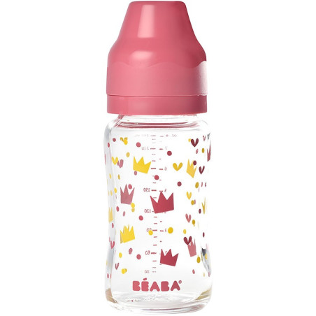 BUTELKA SZKLANA szerokootworowa 240 ml Yellow/Pink Crown