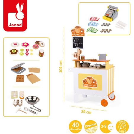 MOBILNA DREWNIANA CUKIERNIA  z 40 akcesoriami