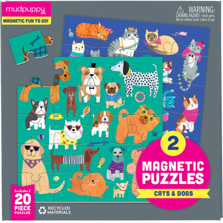 KOTY I PSY puzzle magnetyczne 2x20 el.