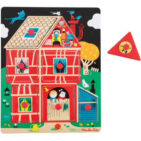 W DOMU drewniana układanka z uchwytami 8 el.